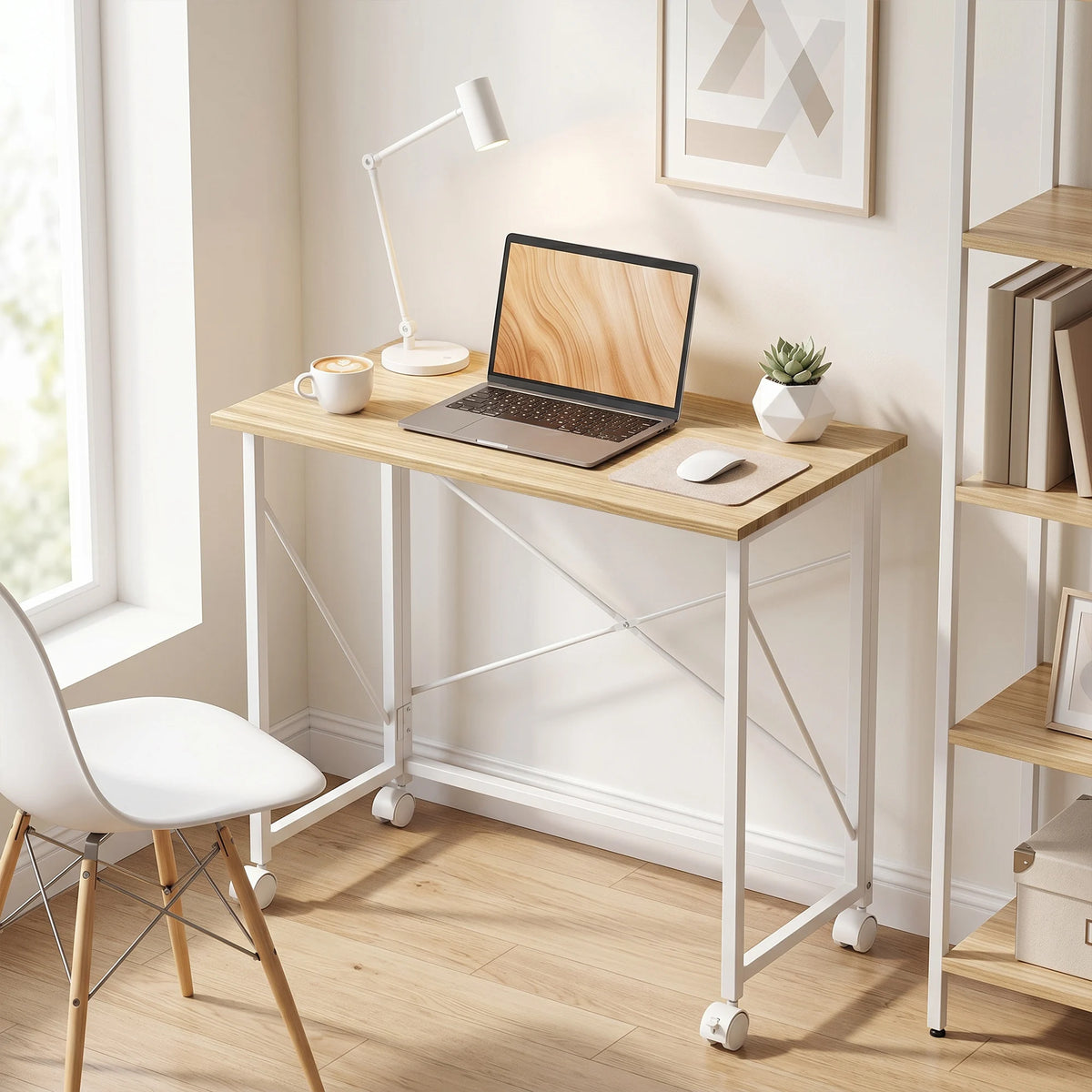 Bureau pliable avec roulettes