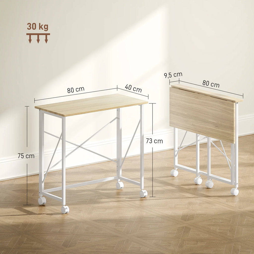Bureau pliable avec roulettes