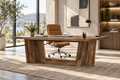 Bureau de Direction 180 cm – Grand Bureau Informatique Industriel en Bois et Métal
