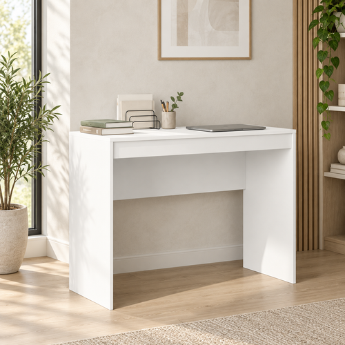 Bureau blanc 100 x 40 x 76 cm en matériau à base de bois