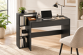 Bureau Informatique 100 cm Noir avec Tiroir et Étagères de Rangement