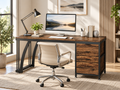 Bureau informatique 150 cm avec caisson réversible et 3 tiroirs