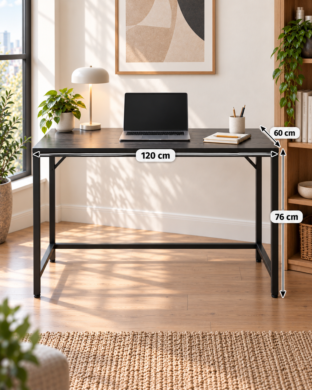 Bureau au design industriel – 120 × 60 cm