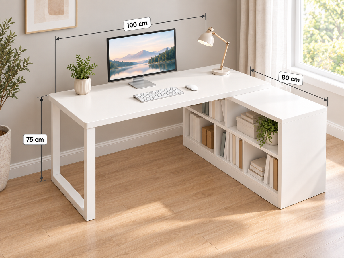 Bureau Informatique 100 × 80 × 75 cm avec Rangements