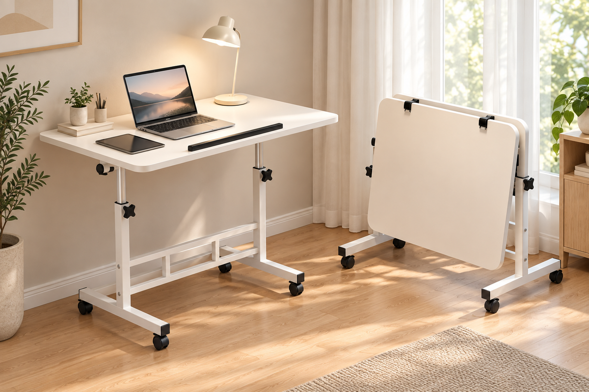 Table Ordinateur Portable Réglable à Roulettes 60 × 40 cm