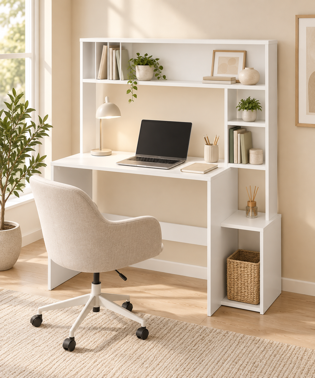 Bureau Informatique Scandinave avec 5 Étagères