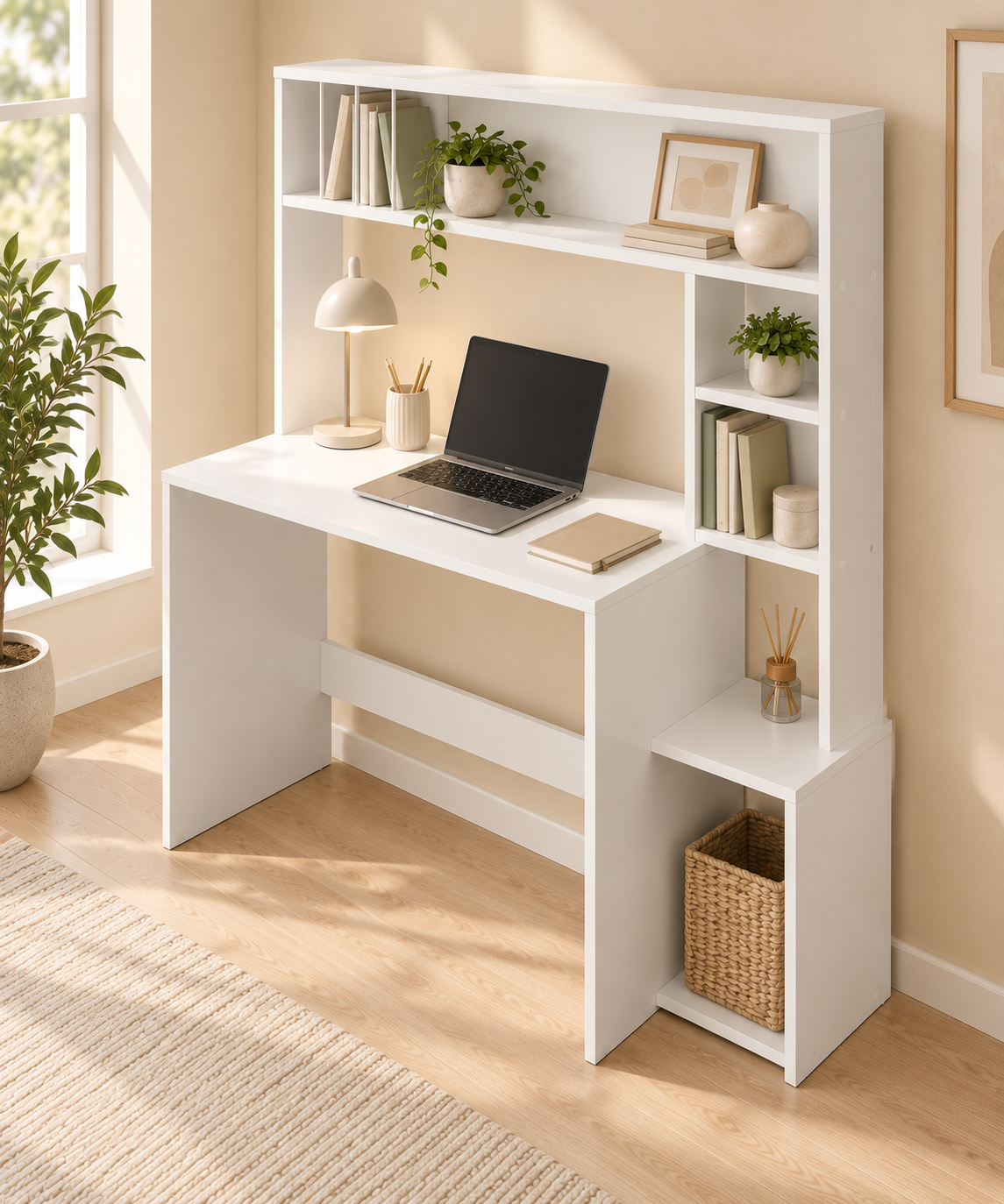 Bureau Informatique Scandinave avec 5 Étagères
