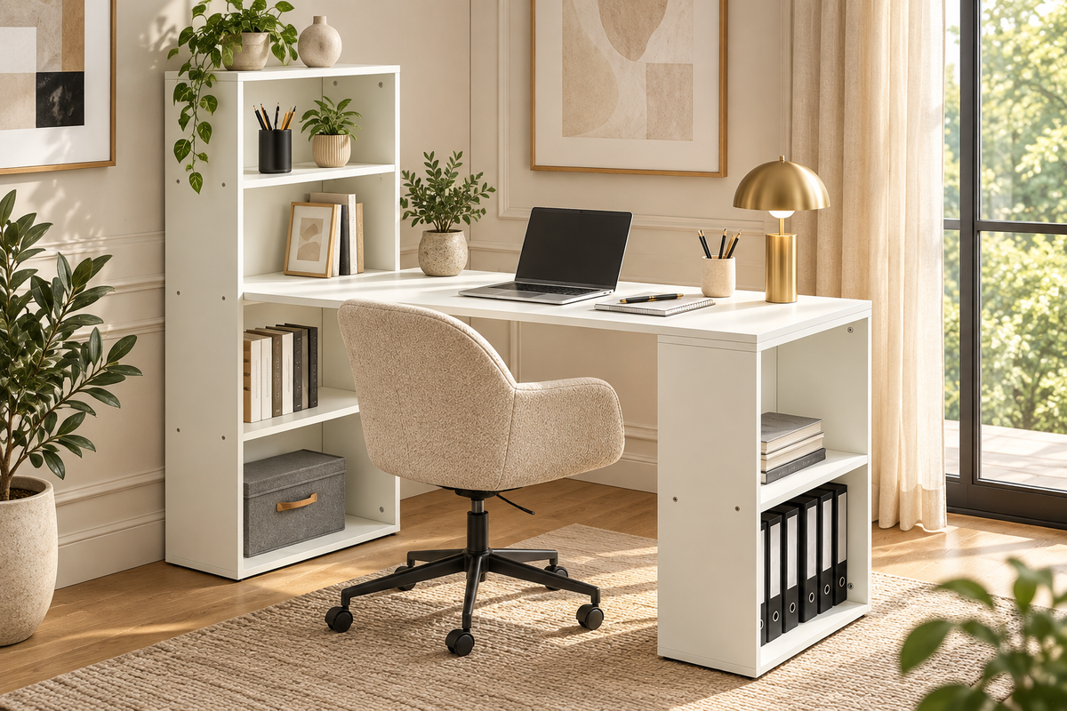 Bureau Bibliothèque 120 cm – Blanc