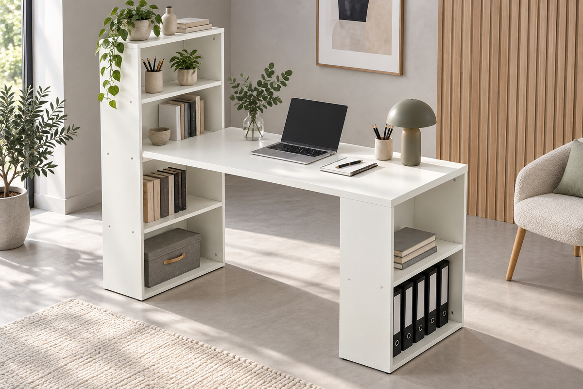Bureau Bibliothèque 120 cm – Blanc