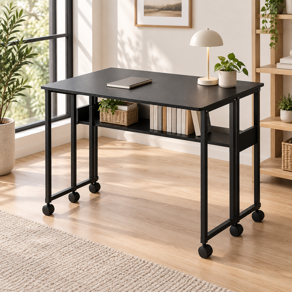 Bureau Pliant à Roulettes - Noir