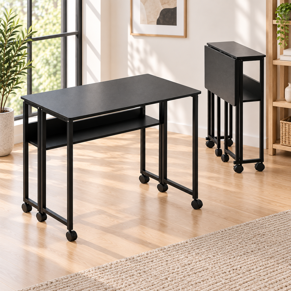Bureau Pliant à Roulettes - Noir
