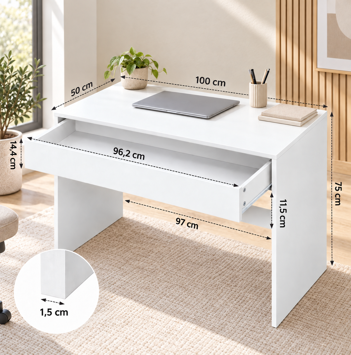 Bureau Compact Néo - Blanc