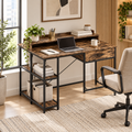 Bureau Informatique Industriel avec Tiroir et Étagères – 106 cm