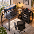Bureau d'ordinateur en forme de L 120x80cm Noir