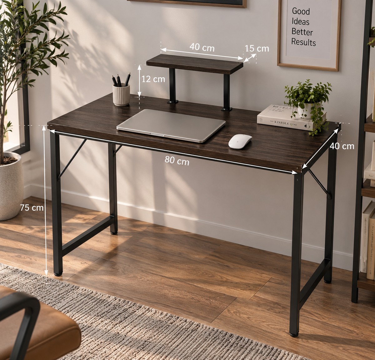 Bureau de travail 80x40x75cm Noir
