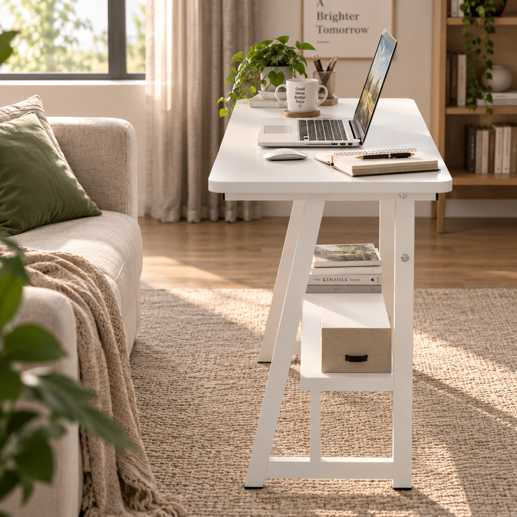 Bureau d'ordinateur avec étagère de rangement, 80 x 50 x 73 cm