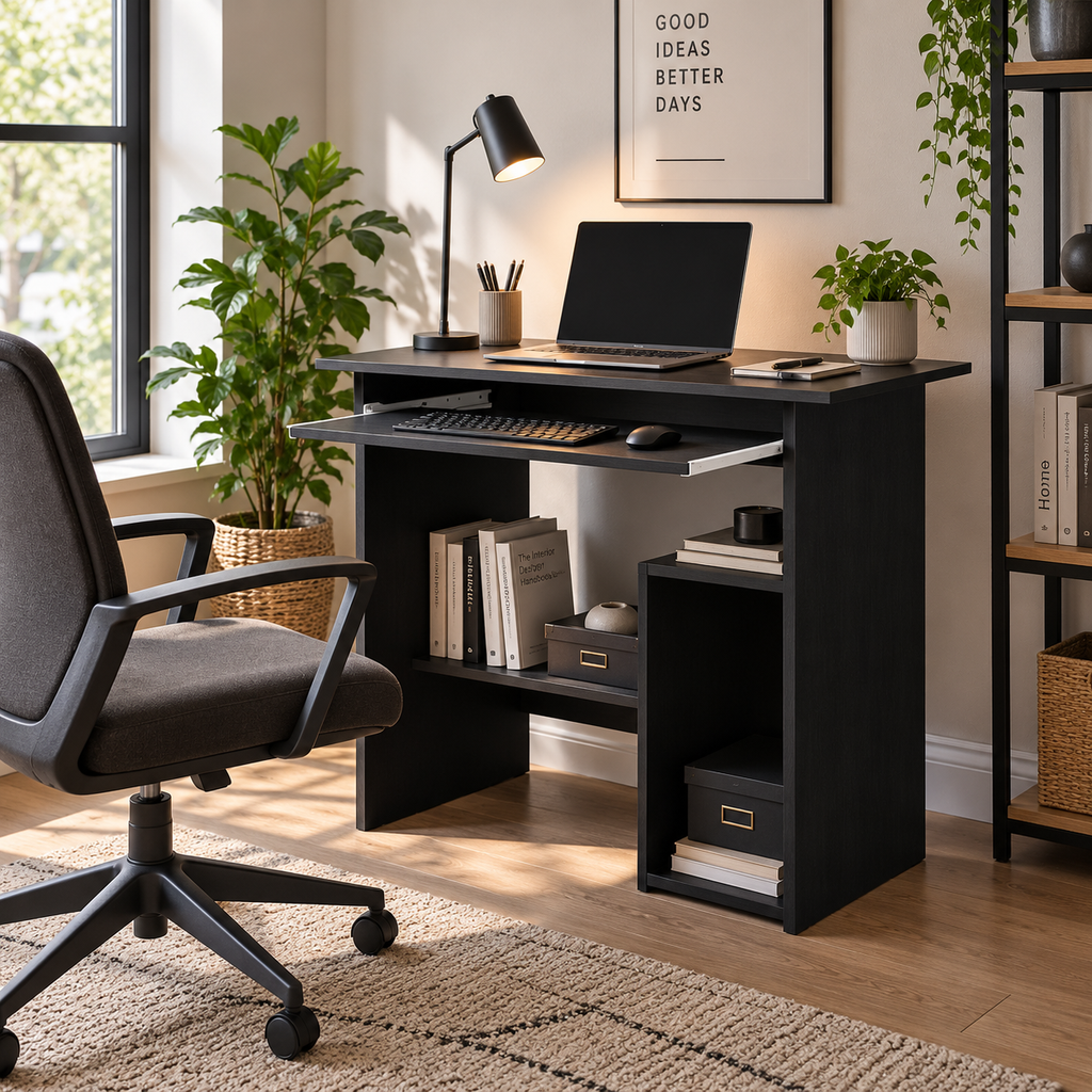 Bureau aspect chêne noir 80x45x74cm