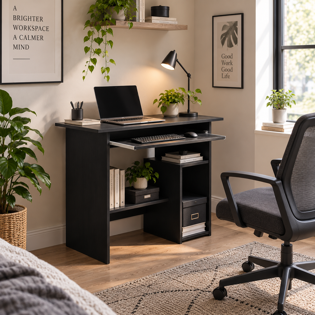 Bureau aspect chêne noir 80x45x74cm