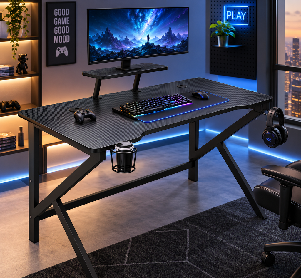 Bureau gaming ergonomique Noir