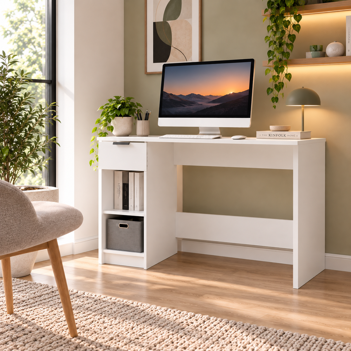 Bureau en bois blanc 100x50x75 cm