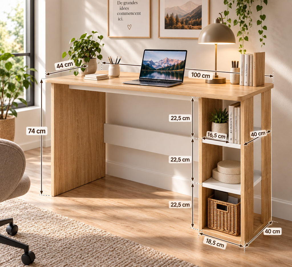 Bureau informatique, table d'ordinateur dim. 100 x 44 x 74 cm