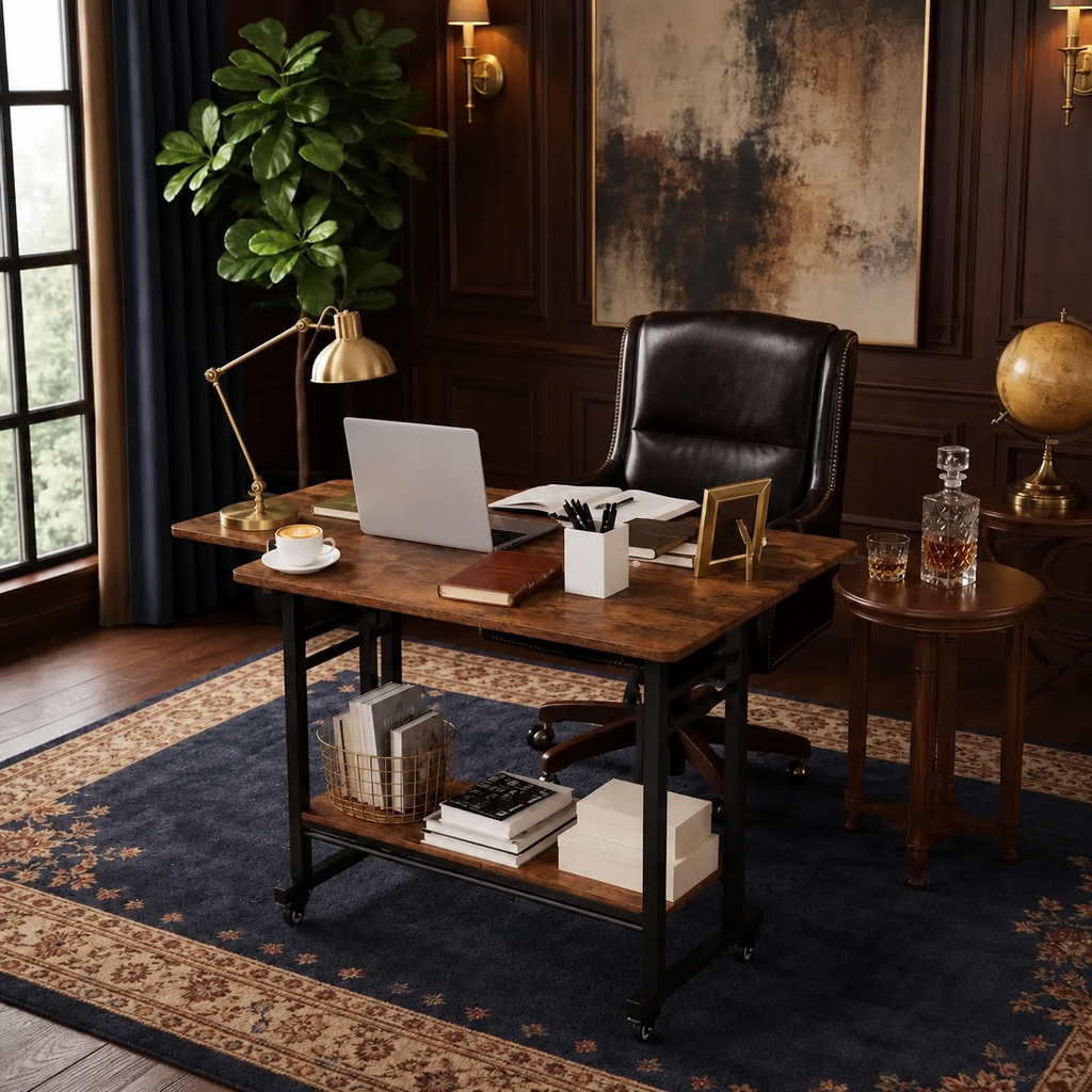 Bureau d'ordinateur mobile avec plateau pour clavier coulissant
