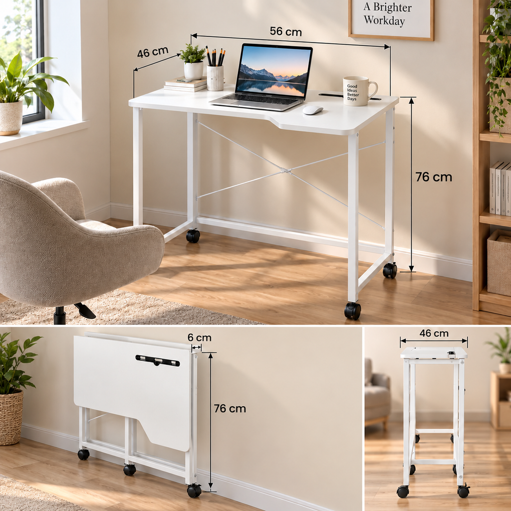 Bureau pliant 90x56x75cm Blanc