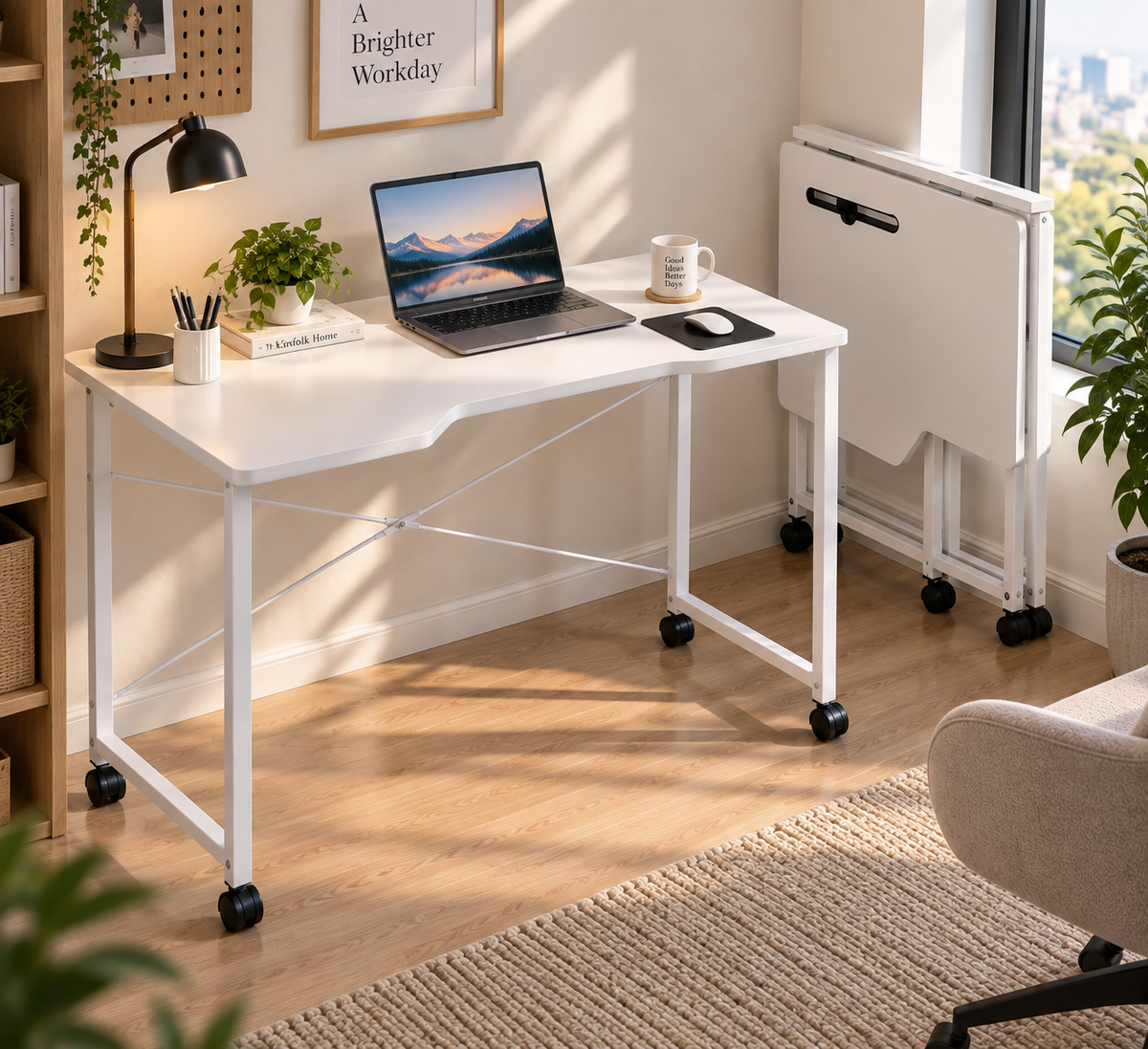 Bureau pliant 90x56x75cm Blanc