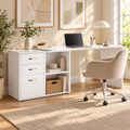 Bureau d’angle modulable blanc avec rangements