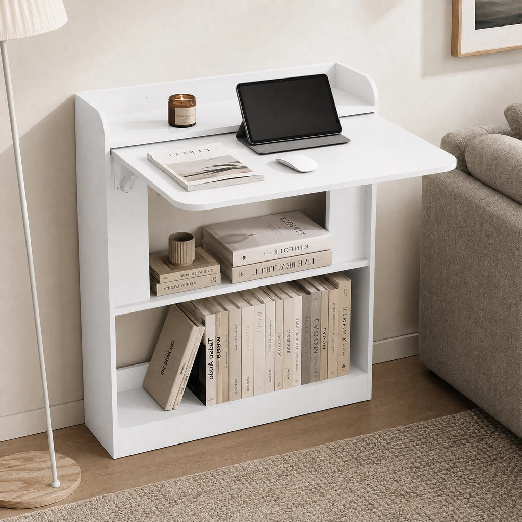 Bureau Mural Pliable Multifonction avec Rangements